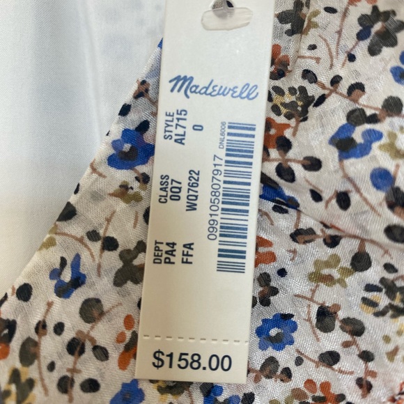 NWT Madewell Silk Ruffle Neck Mini Dress - Picture 2 of 6